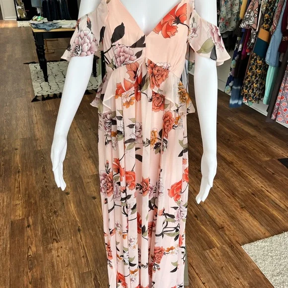 Lulu’s NWT Pink Floral Maxi Dress - Picture 1 of 5
